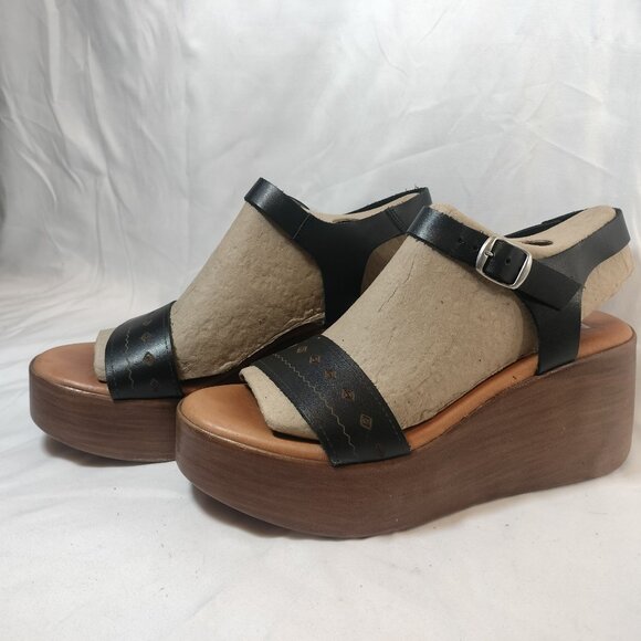 MUSSE & CLOUD Poslow Leather Wedge Sandals - Picture 2 of 7
